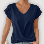 ARIA™ | Draperet V-udskåret Bluse – Feminin Lethed & Skulpturelt Snit ✨