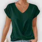 ARIA™ | Draperet V-udskåret Bluse – Feminin Lethed & Skulpturelt Snit ✨
