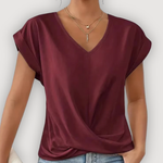 ARIA™ | Draperet V-udskåret Bluse – Feminin Lethed & Skulpturelt Snit ✨