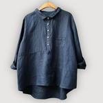 OLIVIA™ | Afslappet Hørbluse – Feminin Lethed & Skulpturelt Snit ✨