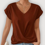 ARIA™ | Draperet V-udskåret Bluse – Feminin Lethed & Skulpturelt Snit ✨