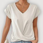 ARIA™ | Draperet V-udskåret Bluse – Feminin Lethed & Skulpturelt Snit ✨