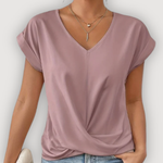 ARIA™ | Draperet V-udskåret Bluse – Feminin Lethed & Skulpturelt Snit ✨