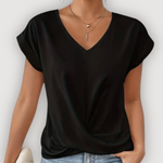 ARIA™ | Draperet V-udskåret Bluse – Feminin Lethed & Skulpturelt Snit ✨